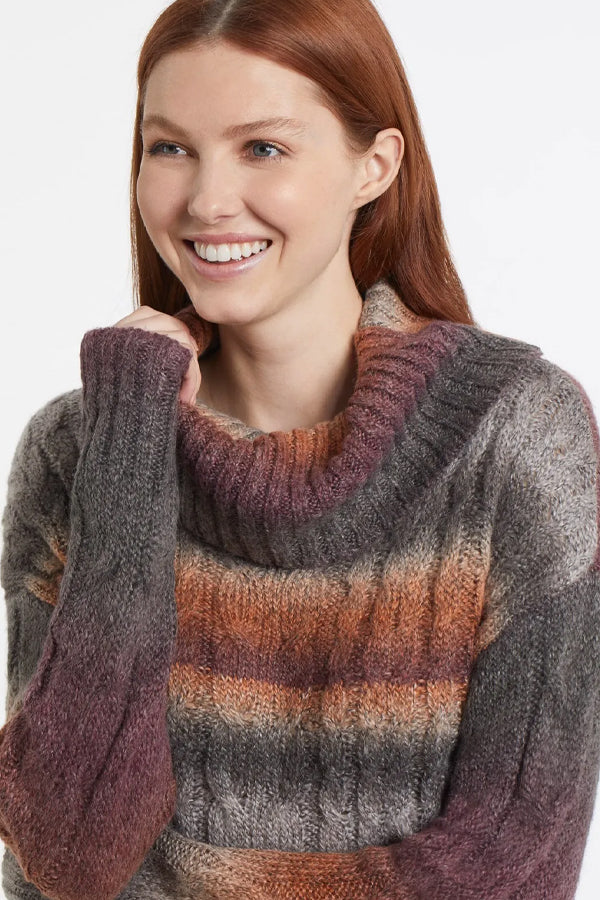 Tribal Space Dye Cowl Neck Sweater
