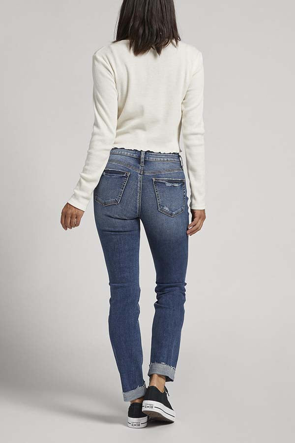 Silver Suki Mid Rise Slim Straight Curvy Jeans