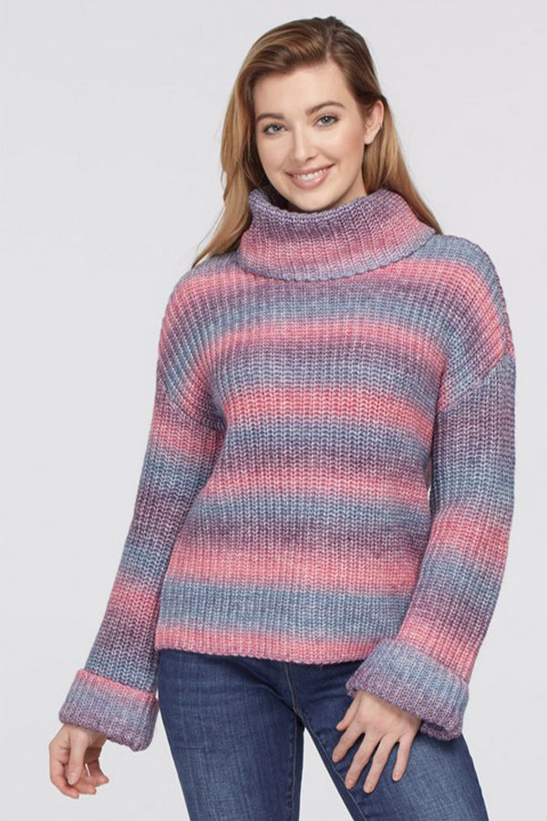 Tribal Multi-Colour Space Dye Turtleneck Sweater