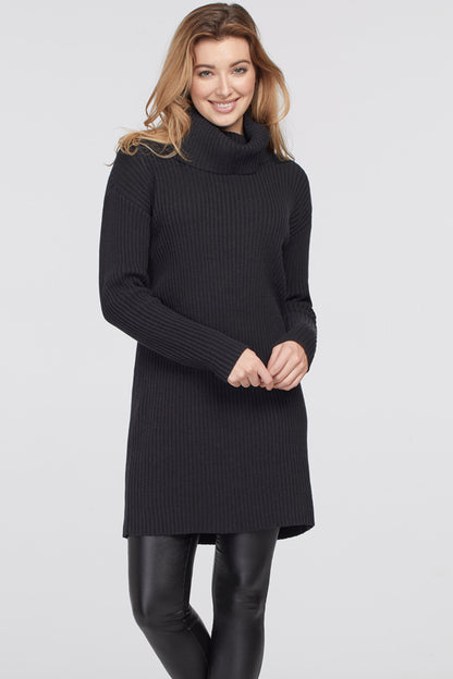 Tribal Ribbed Knit Cowl Neck Sweater Dress
