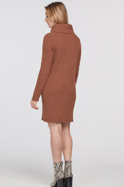 Tribal Ribbed Knit Cowl Neck Sweater Dress