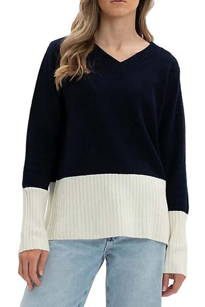 Point Zero Colour Block V-Neck Sweater