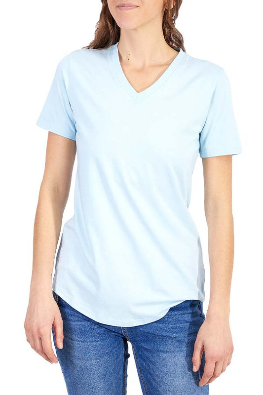 Silver Rounded Hem V-Neck Tee
