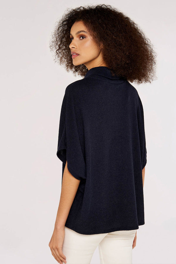 Apricot Co. Roll Neck Ribbed Cape